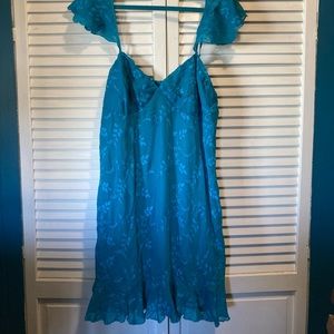 Betsey Johnson women’s teal embroidered ruffle dress size XXL new with tags
